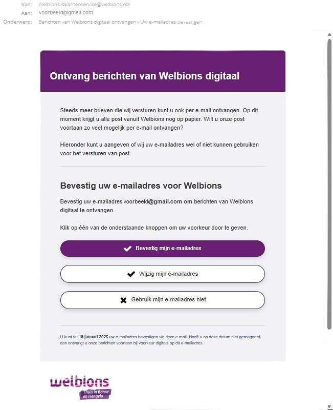 voorbeeld van de e-mail